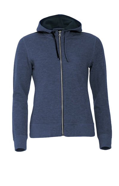 Classic Hoody Full Zip Ladies Blue Melange