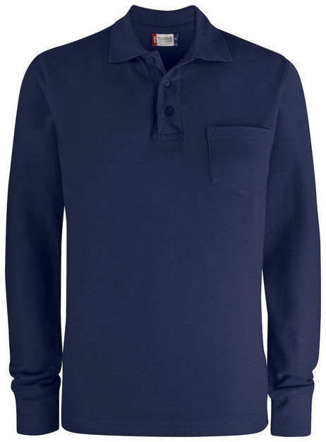 Basic Polo LS Pocket Dark Navy