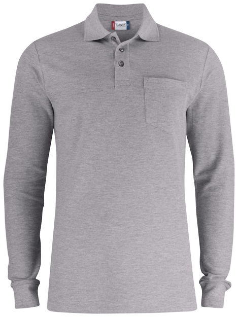 Basic Polo LS Pocket Grey Melange