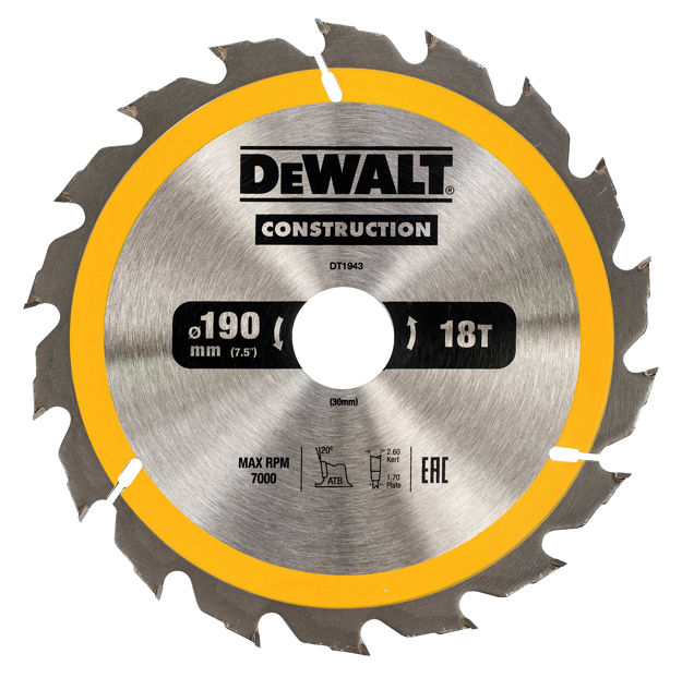 SAGBLAD 190X30X18T DT1943 DEWALT