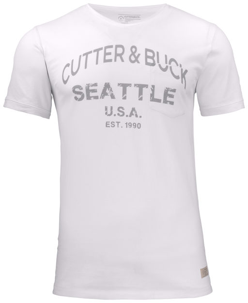 Pacific City Tee Men White with Grey Print