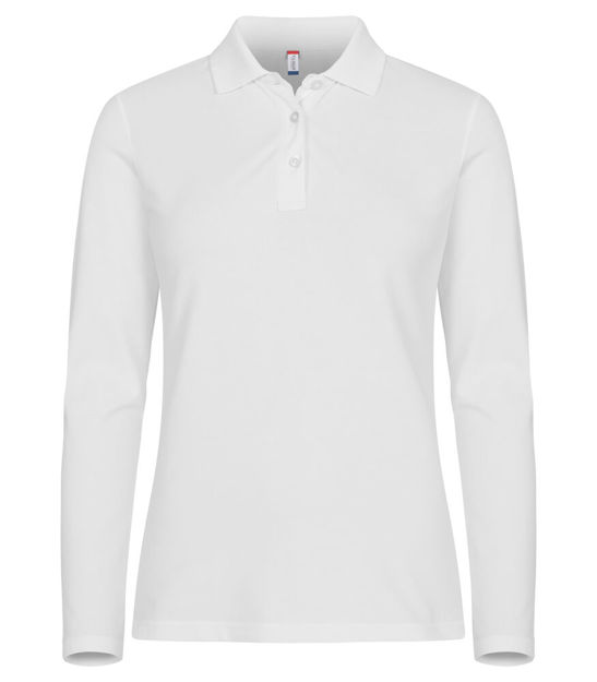 Stretch Premium Polo Lady L/S White