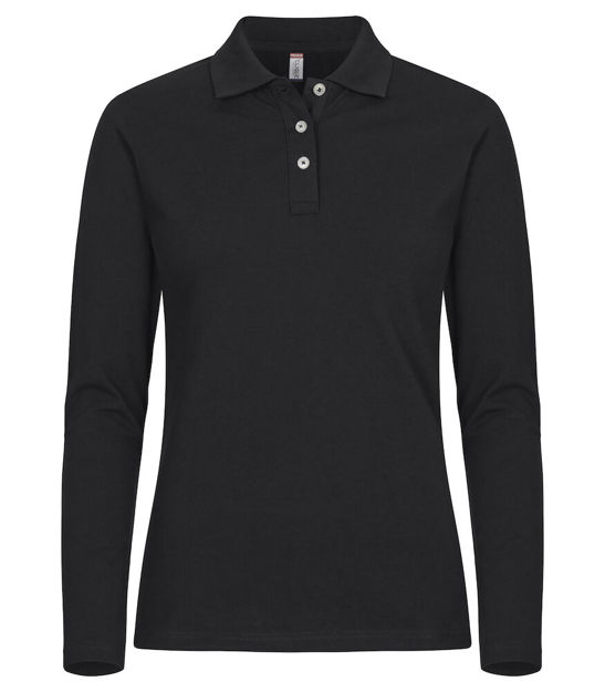 Stretch Premium Polo Lady L/S Black