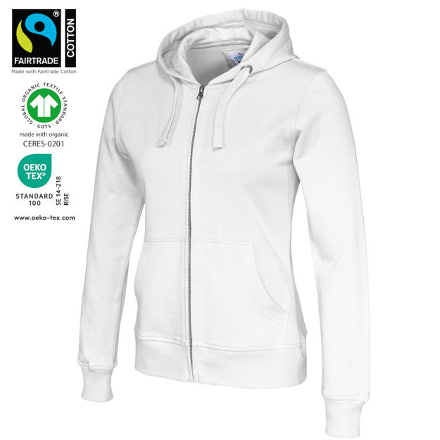 Full Zip Hood Lady (GOTS) White