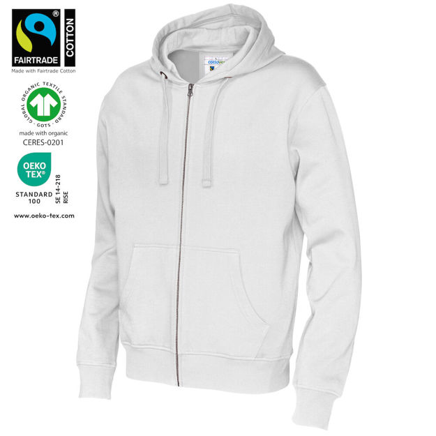 Full Zip Hood Man (GOTS) White