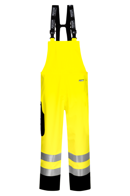 Flammehemmende Hi-Vis Regnbukse i PU Gul/Marine